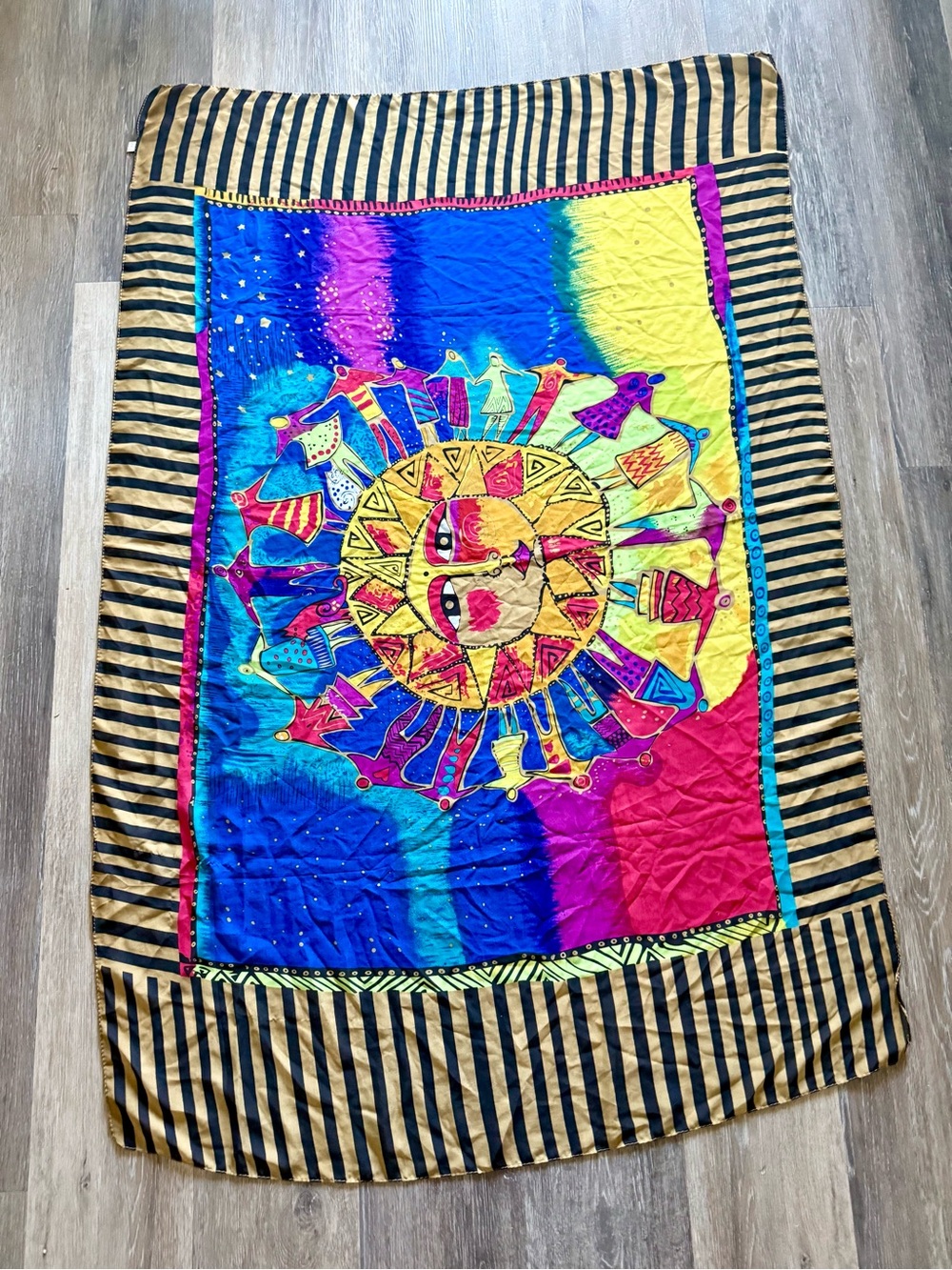 Large Bohemian Sunburst Sheer Scarf or Tapestry - Multicolor